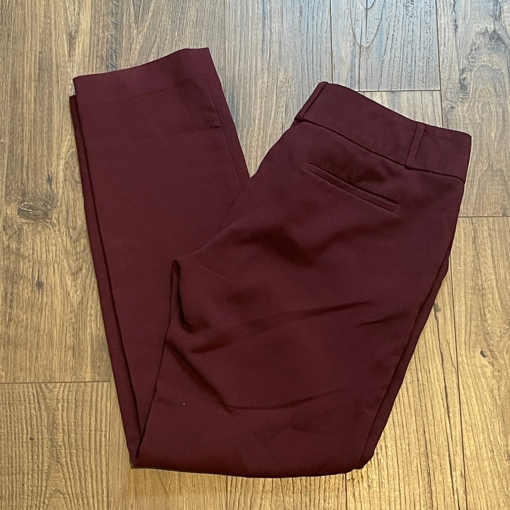 LOFT Marisa Fit Trousers Burgundy Straight Leg Work Pants Womens Size 6